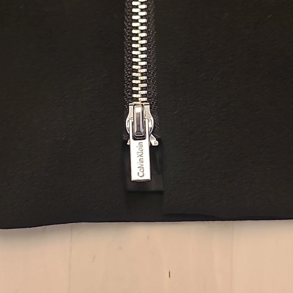 NWOT Calvin Klein Black Silver Studded Short Sleeved Fully Zip Back Midi Dress - Picture 7 of 15